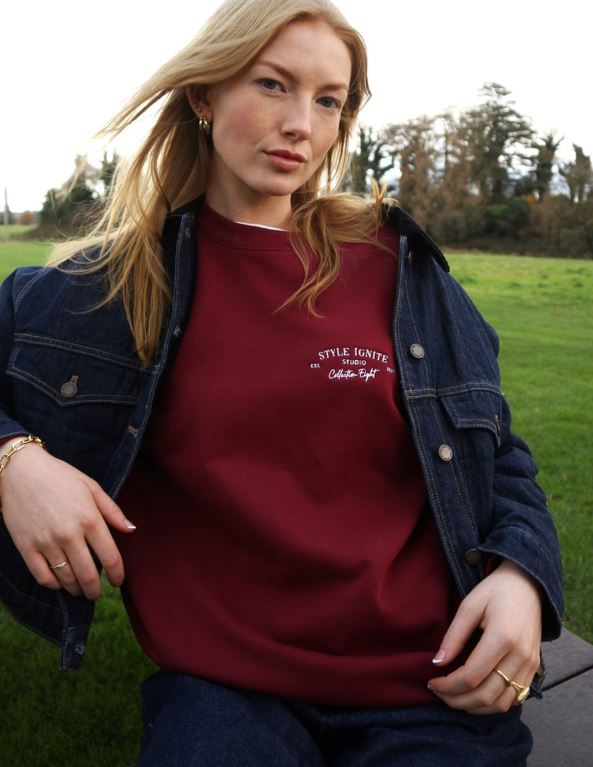 Finlay Embroidered Sweatshirt - Burgundy
