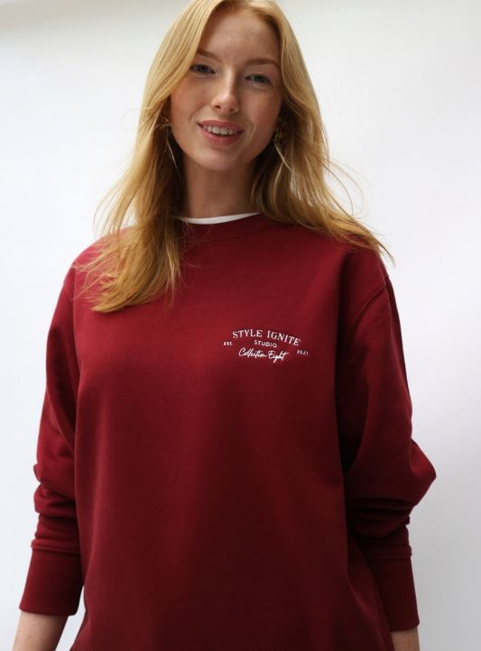 Finlay Embroidered Sweatshirt - Burgundy